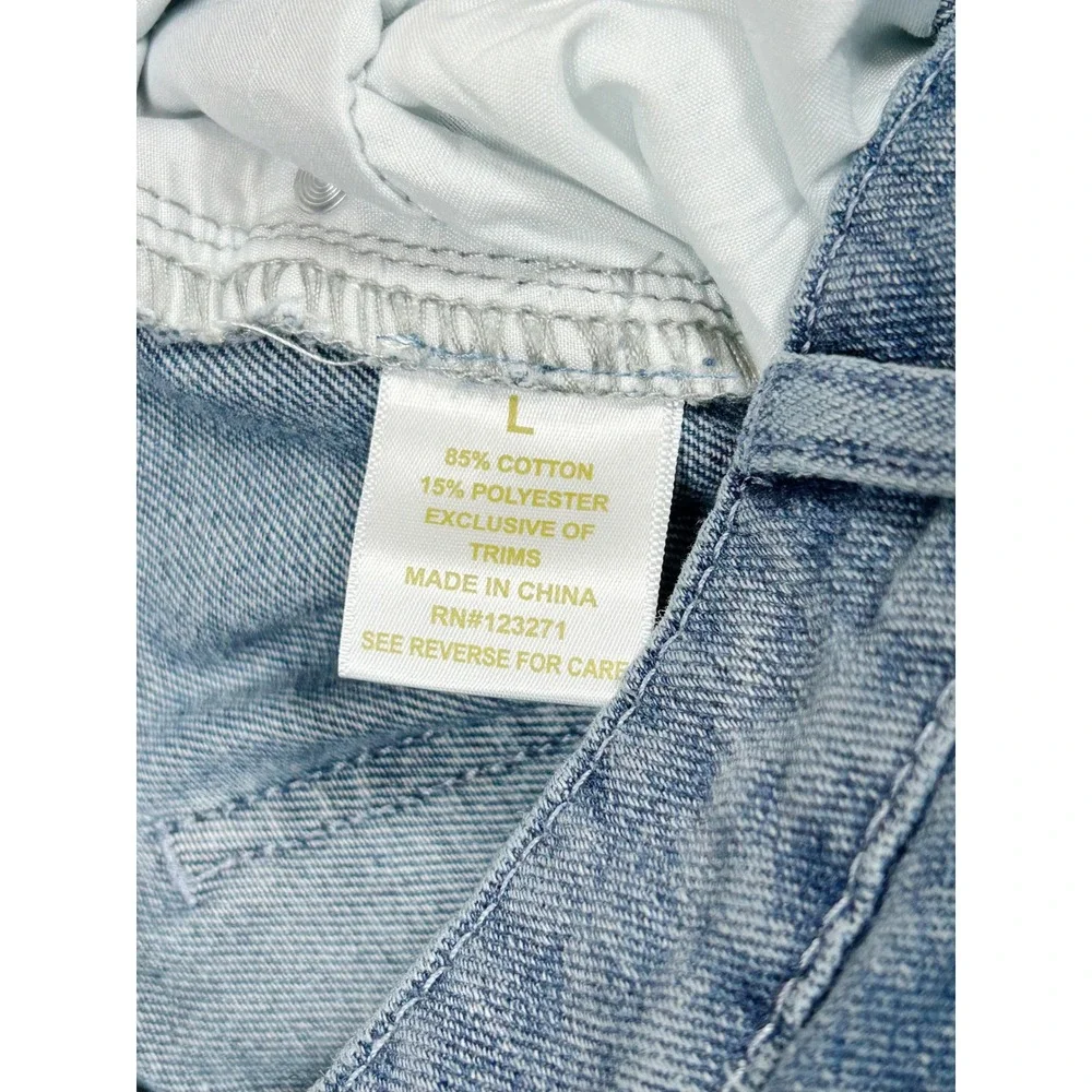 Riley & James Womens Wide Leg Jeans Medium Wash LA 07 Patch Denim Size L